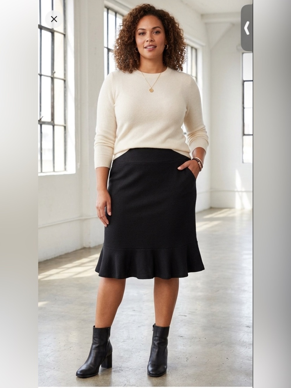 Agnes & Dora Black Pencil Skirt with Ruffle Hem. NWT